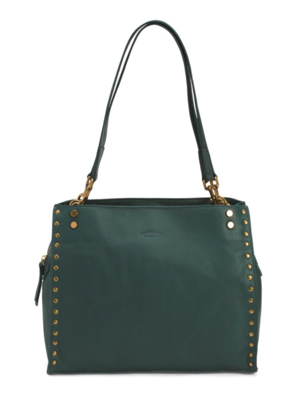 AMERICAN LEATHER CO. Leather Lenox Studded Triple Entry Satchel - Picture 1 of 5